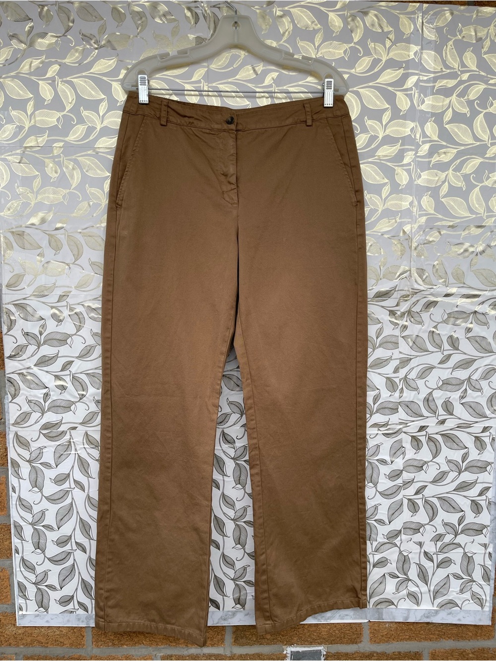 DIEGA Dark Khaki Cotton Pants Size L Quiet Luxury Neutral Minimalist Trousers